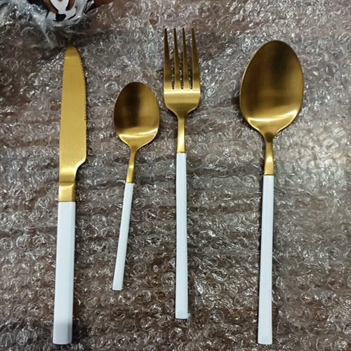 Designer Tableware Cutlery Set - High-quality Bronze, Available Sizes, Polished Golden Finish | Elegant Four-piece Dining Experience