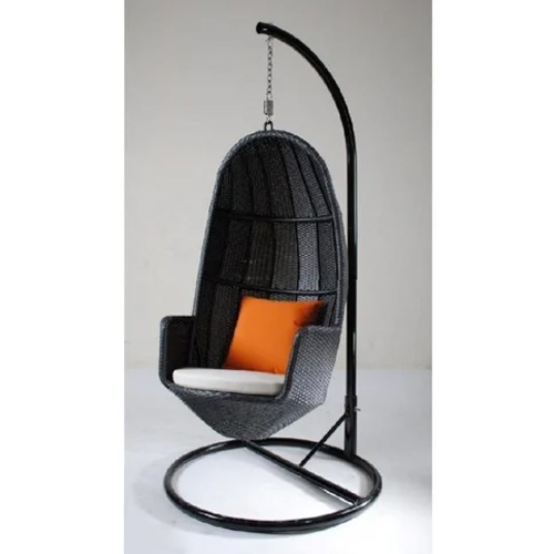 स्टैंड के साथ स्टील विकर गार्डन हैंगिंग चेयर