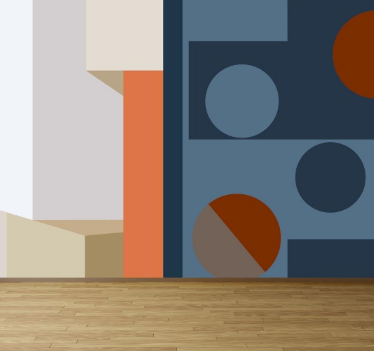 Geometrical Pattern Customised Wallpaper - 9 Paper Qualities, Custom Size, Brown And Gold Design | Modern Style For Residential And Commercial Use