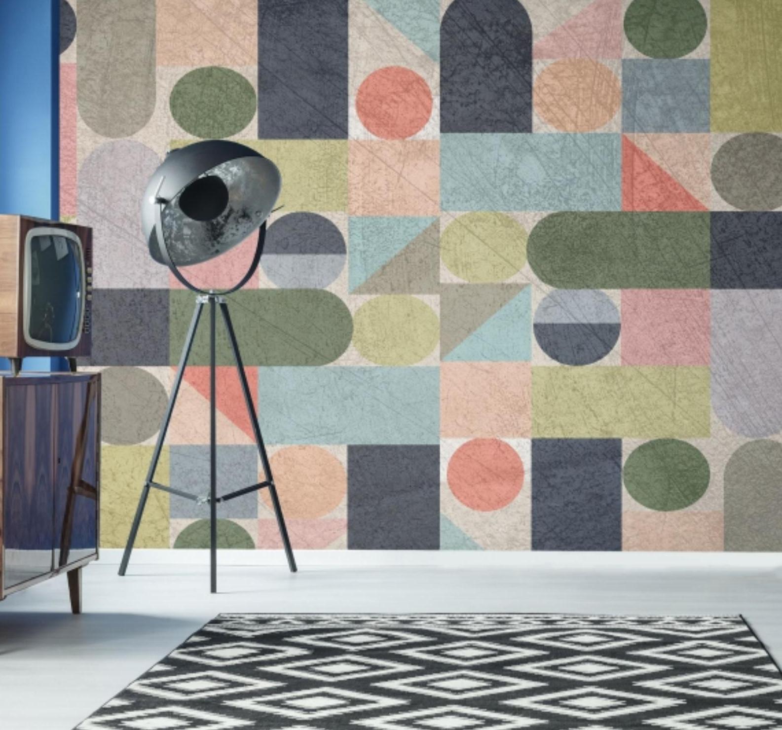 Geometrical Pattern Customised Wallpaper - 9 Paper Qualities, Custom Size, Brown And Gold Design | Modern Style For Residential And Commercial Use