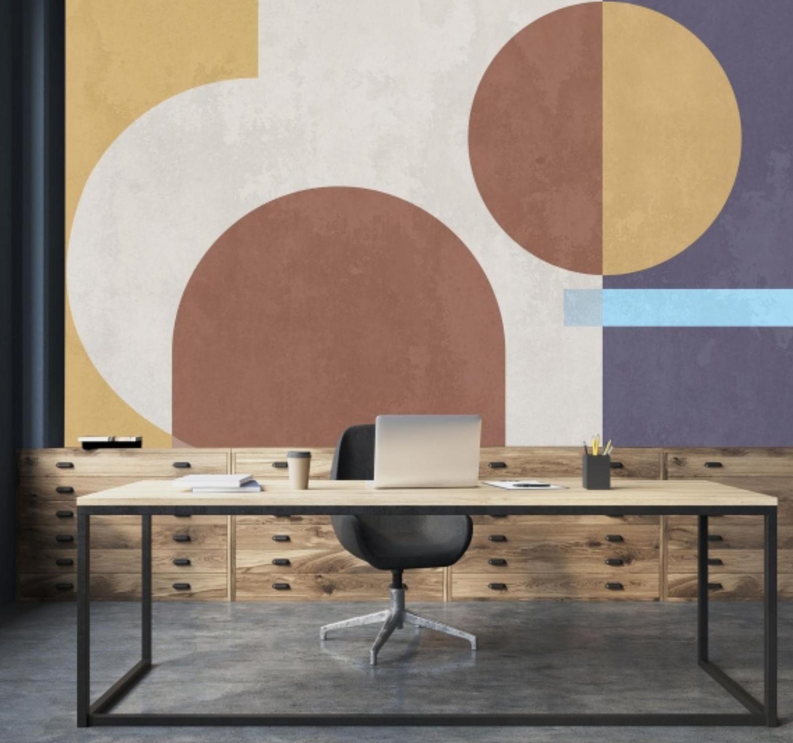 Geometrical Pattern Customised Wallpaper - 9 Paper Qualities, Custom Size, Brown And Gold Design | Modern Style For Residential And Commercial Use
