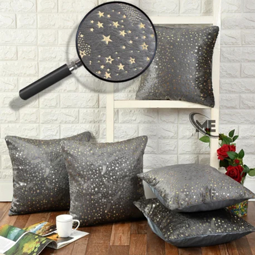 Keara Cushion Cover - High-Quality Embroidered Cotton Blend, Square Shape, Elegant Gray Color | Timeless Plain Style, Machine Washable for Easy Care