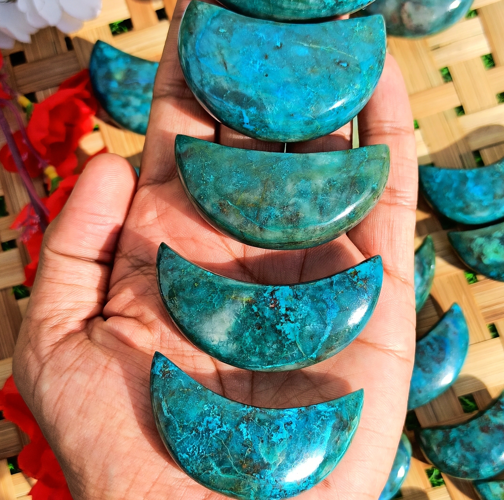 Chrysocolla Crescent Moons Grade: Top