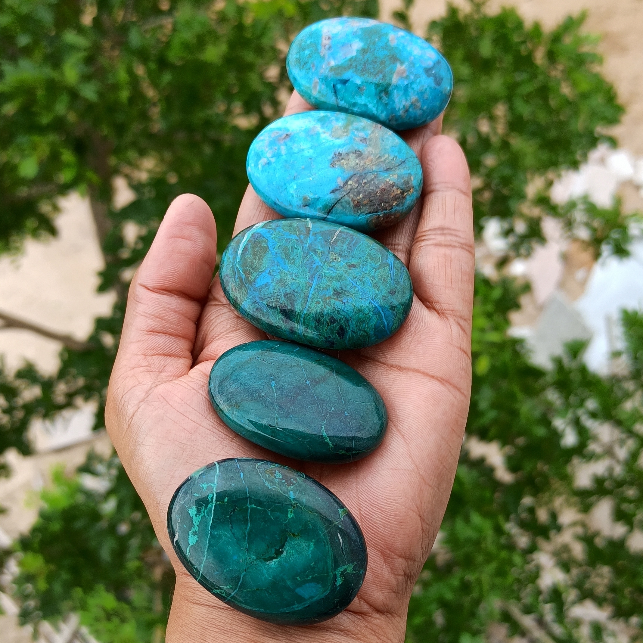 Chrysocolla Palmstone - 30 To 35 Mm Size, Blue Natural Gemstone, Healing Crystal For Meditation And Home Decor