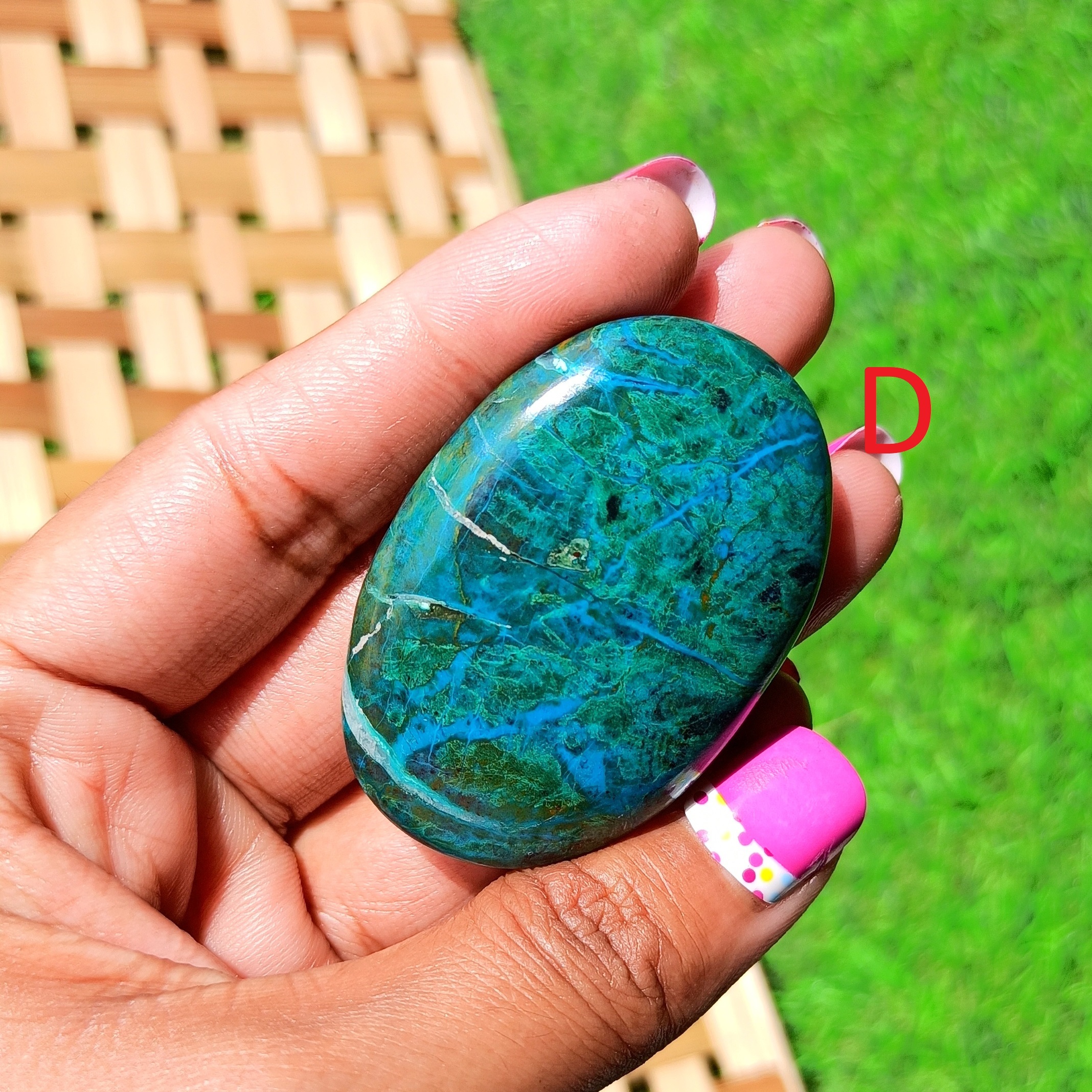 Chrysocolla Palmstone - 30 To 35 Mm Size, Blue Natural Gemstone, Healing Crystal For Meditation And Home Decor
