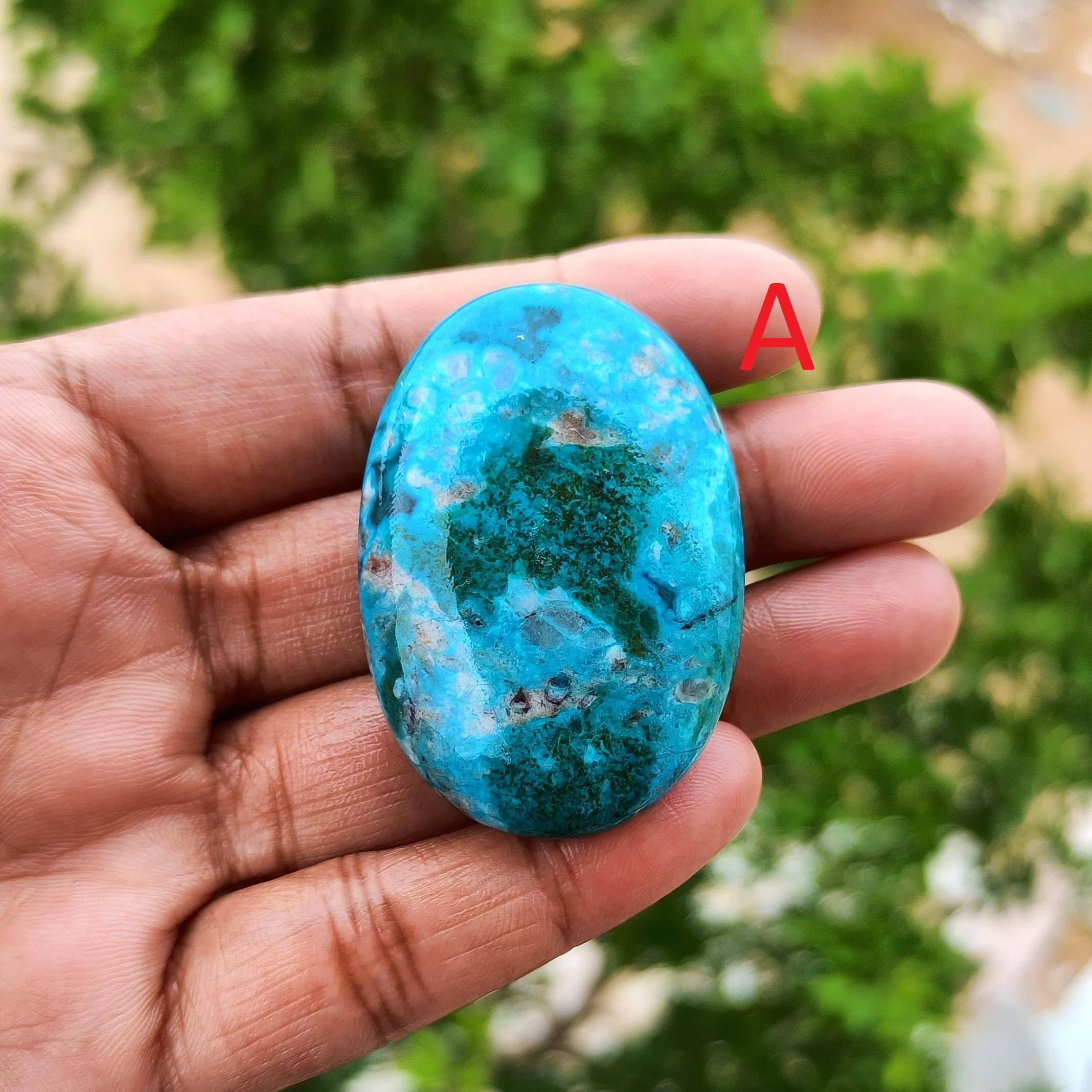 Chrysocolla Palmstone - 30 To 35 Mm Size, Blue Natural Gemstone, Healing Crystal For Meditation And Home Decor