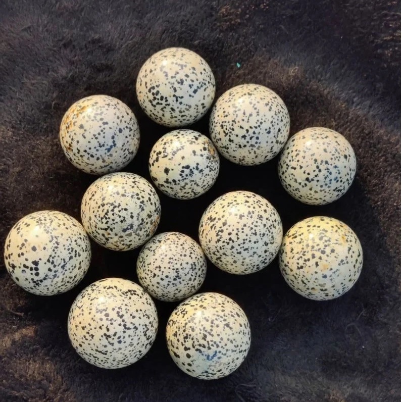 Dalmatian Jasper Sphere - 3 To 3.5 Inch Natural Gemstone, White And Black Polished Stone For Healing And Home Decor