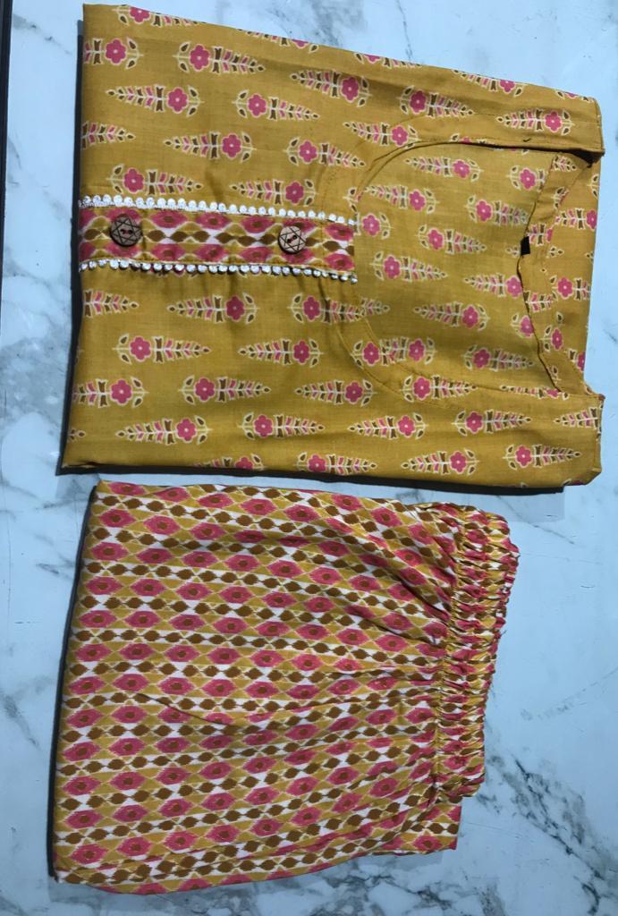 Ladies Cotton Topwear And Bottomwear Set - Cotton, Size: L, M, Xl, Xxl, Color: Sky, Peach, Green, Printed Design, Sleeveless, Casual Style | Features: Washable, Dry Clean Only, Lace Decoration