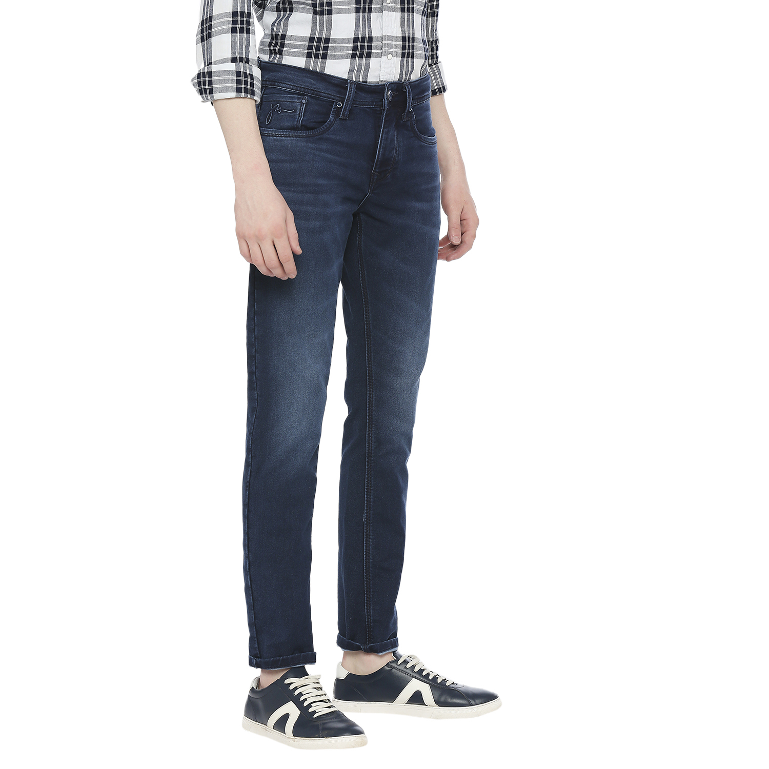 Integriti Slim Fit Men's Jeans - Denim Material, All Sizes, Blue Color | Washable, Plain Dyed, Suitable For Rainy, Summer, And Winter Seasons