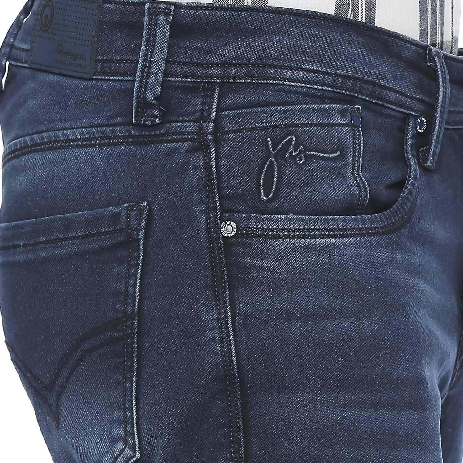 Integriti Slim Fit Men's Jeans - Denim Material, All Sizes, Blue Color | Washable, Plain Dyed, Suitable For Rainy, Summer, And Winter Seasons