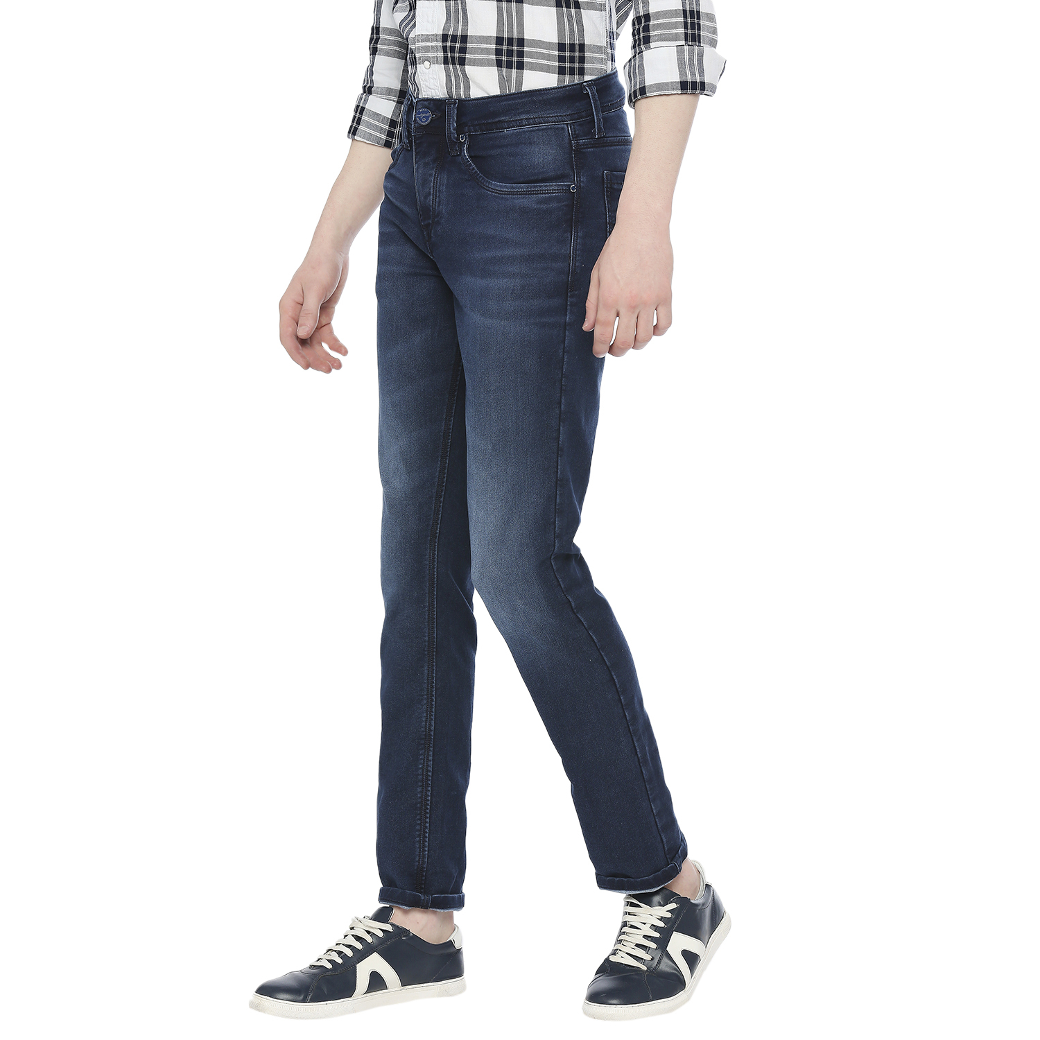 Integriti Slim Fit Men's Jeans - Denim Material, All Sizes, Blue Color | Washable, Plain Dyed, Suitable For Rainy, Summer, And Winter Seasons