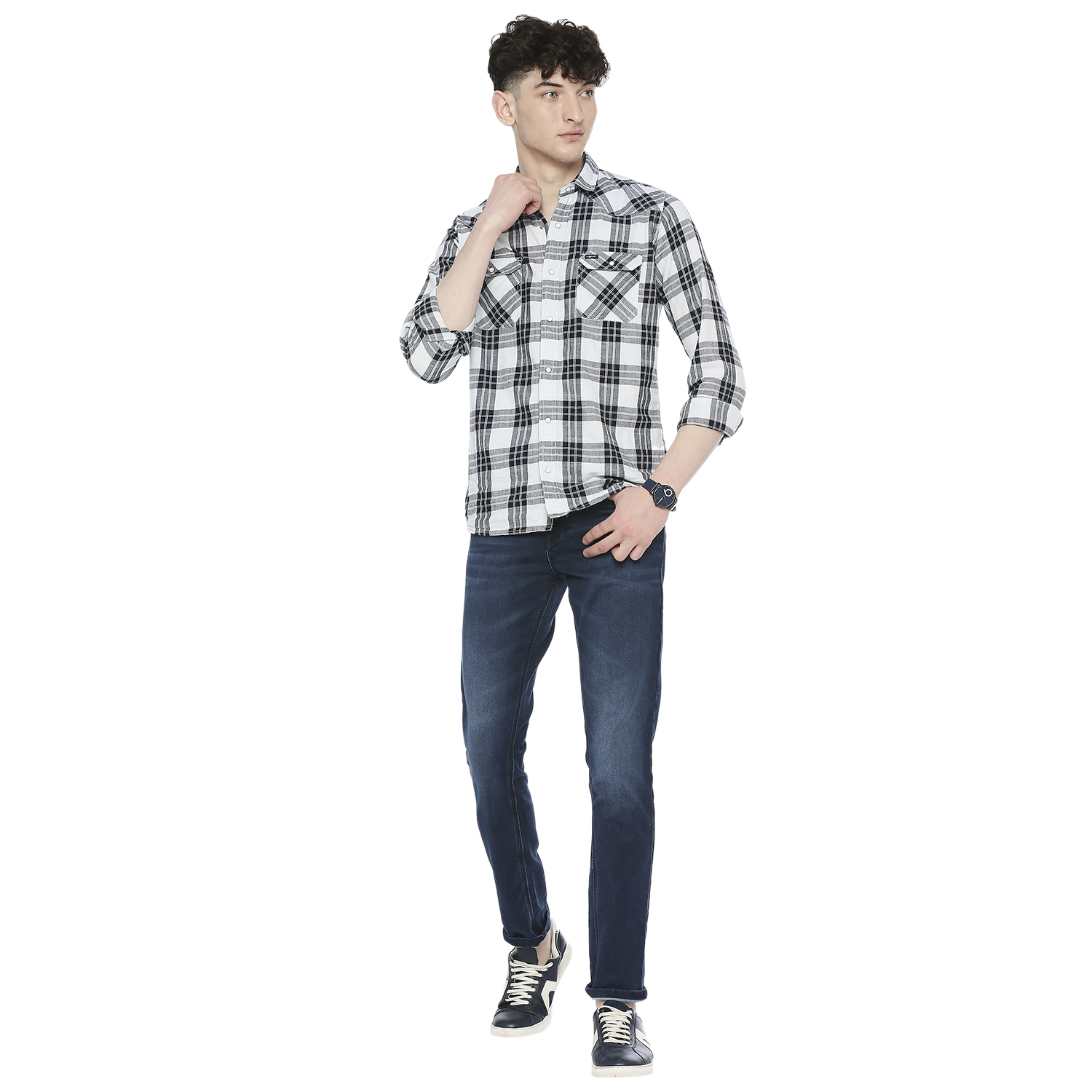 Integriti Slim Fit Men's Jeans - Denim Material, All Sizes, Blue Color | Washable, Plain Dyed, Suitable For Rainy, Summer, And Winter Seasons
