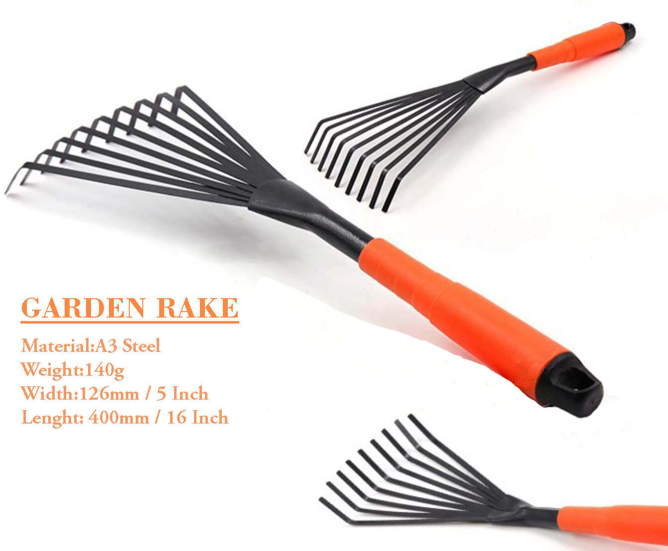 Teeth Rake Garbage Clean Up Fork Digger - Carbon Steel, 15.5x39x5 Cm, Multi-assorted Colors | Ideal For Garden And Planting Excavation