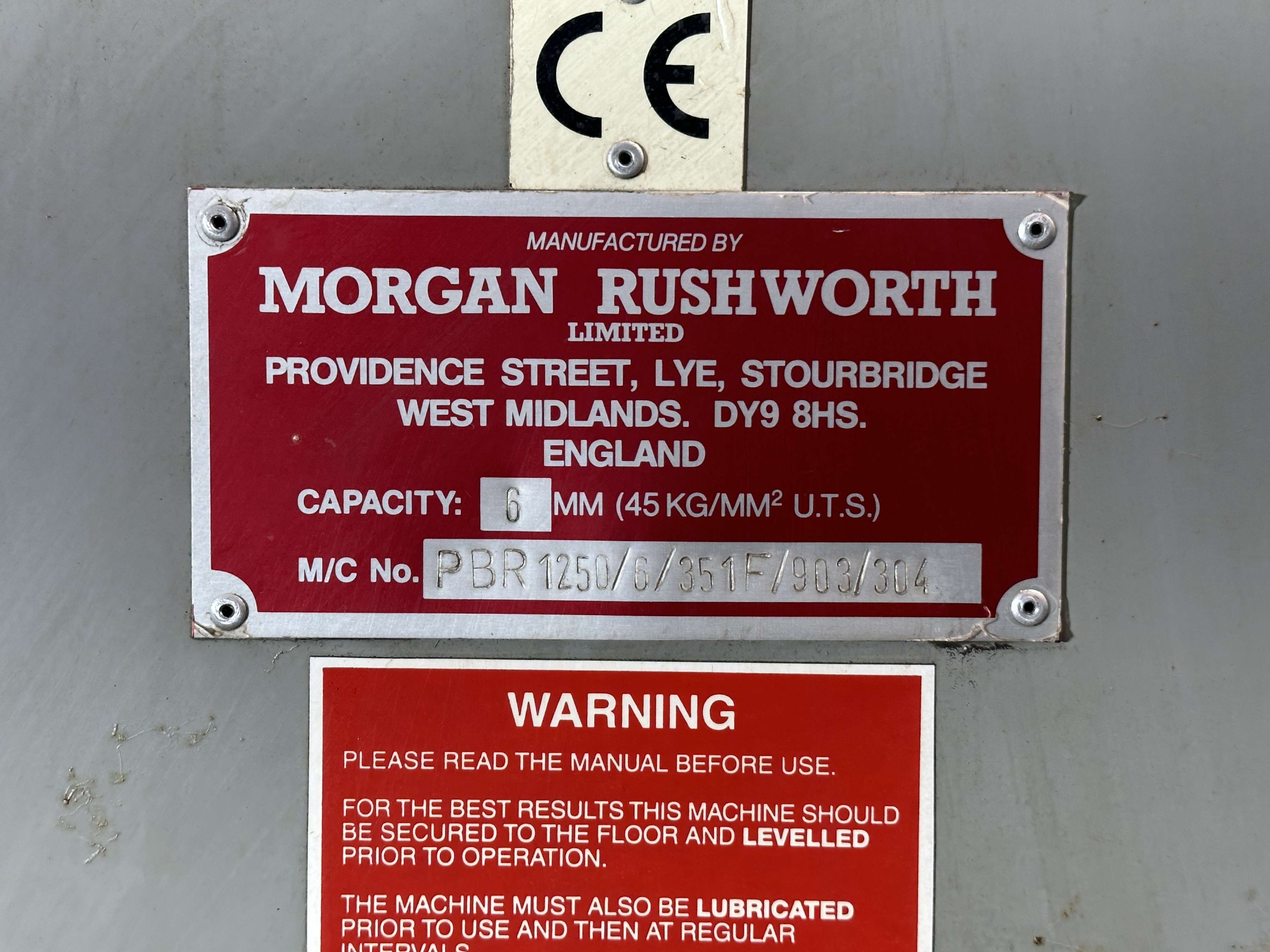 Morgan Rushworth Pbr 1250/6 Plate Rolling Machine