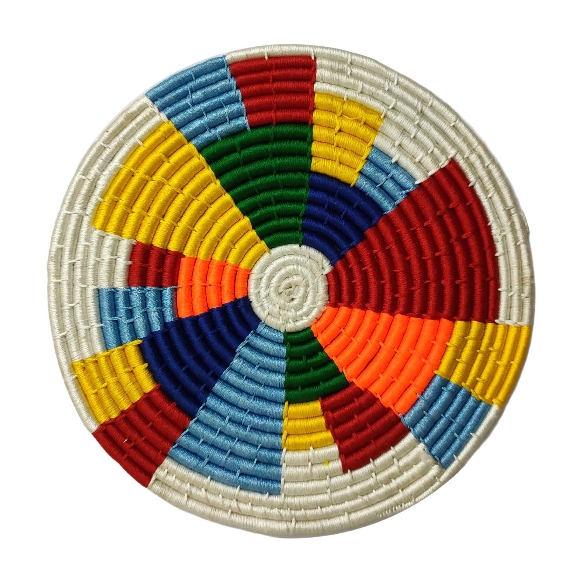 Sabai Grass Wall Decor - Handmade Round Design, 12"/10"/8" Length X 2" Width X 1-2" Height, Colorful Yarn Thread | Modern Arts Home Decoration