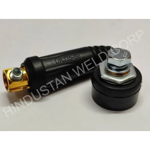 Male Welding Cable Connector - Metal & Plastic, Different Sizes Available, Black Color | Durable, Easy To Use, Reliable Electrical Connection