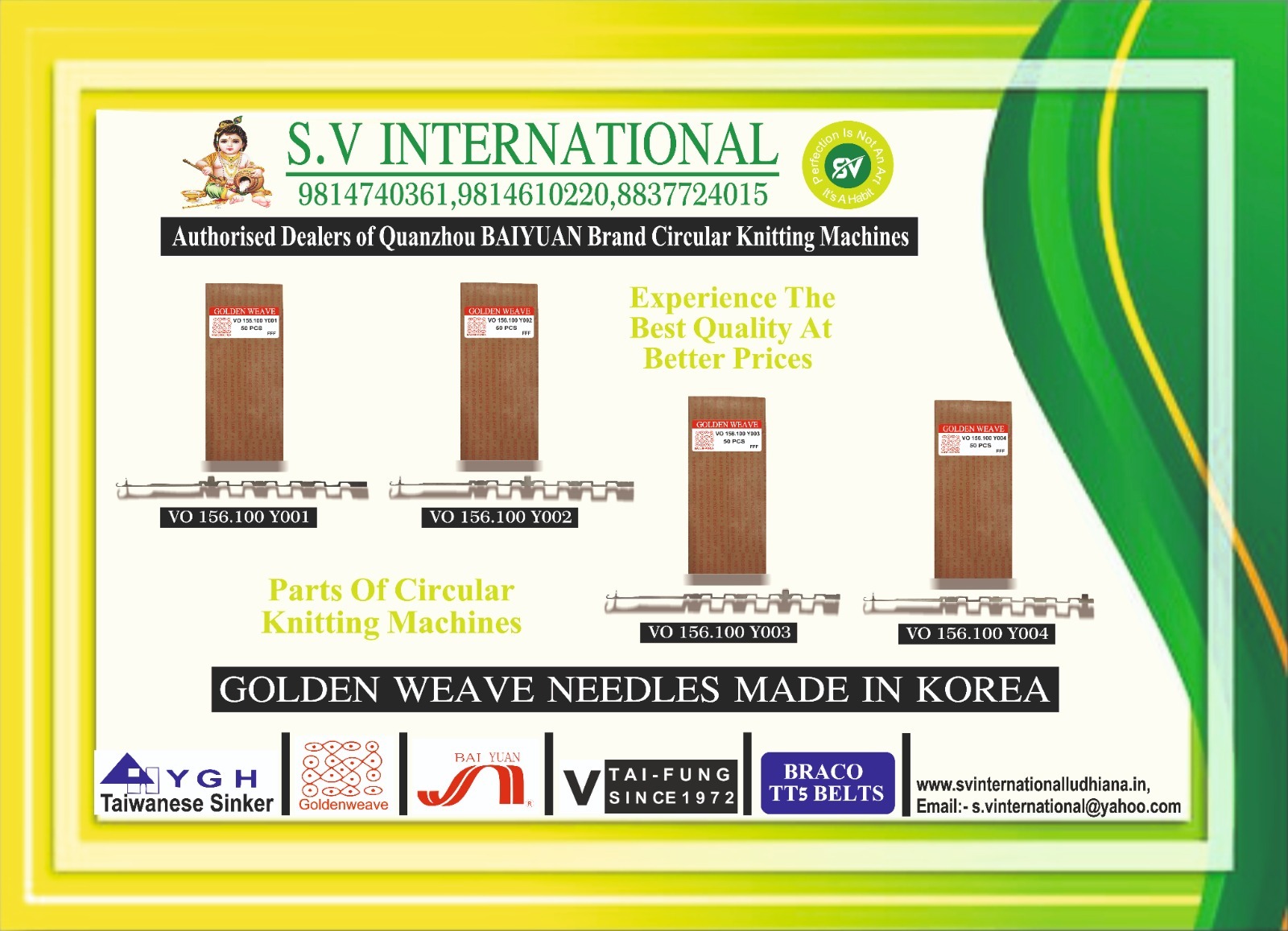 Vo 156.100 Y001-2-3-4 - Steel Circular Knitting Machine Needle | 5000 Pc/hr Capacity, Durable, High Speed, Automatic, Easy Operation, Versatile, 2-3 Kw Power