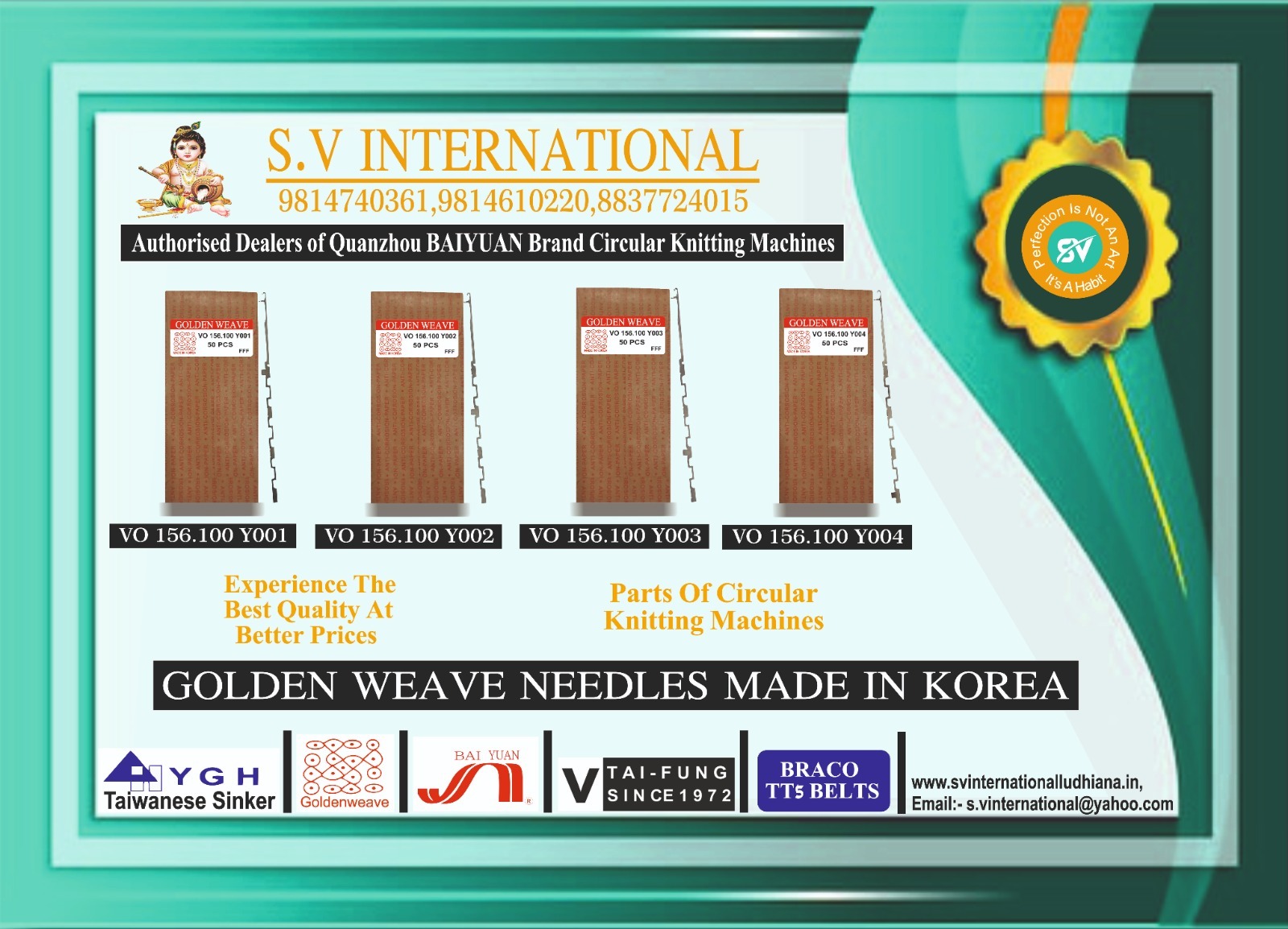 Vo 156.100 Y001-2-3-4 - Steel Circular Knitting Machine Needle | 5000 Pc/hr Capacity, Durable, High Speed, Automatic, Easy Operation, Versatile, 2-3 Kw Power