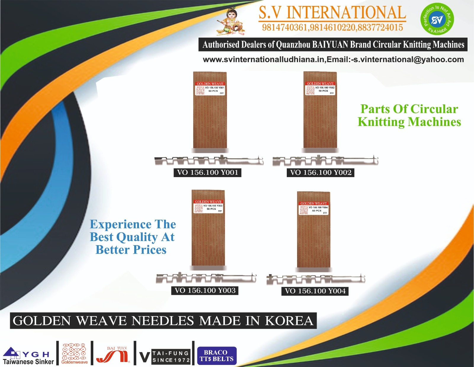 Vo 156.100 Y001-2-3-4 - Steel Circular Knitting Machine Needle | 5000 Pc/hr Capacity, Durable, High Speed, Automatic, Easy Operation, Versatile, 2-3 Kw Power