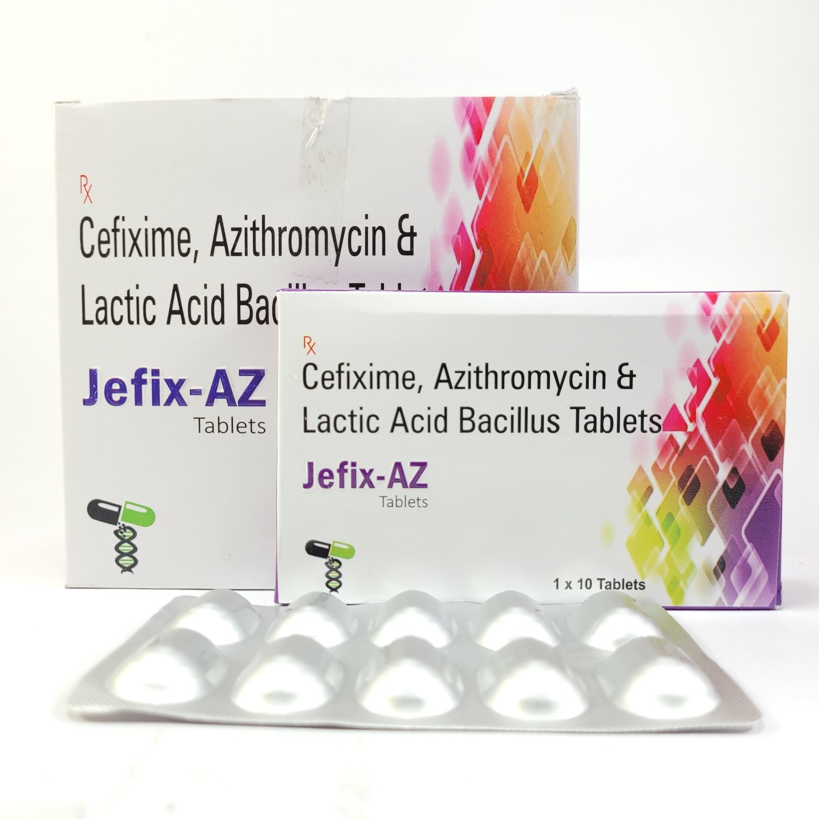 Cefixime Azithromycin And Lactic Acid Bacillus Tablets - Antibiotic Combination For Infection Relief | Key Ingredients: Cefixime, Azithromycin, Lactobacillus