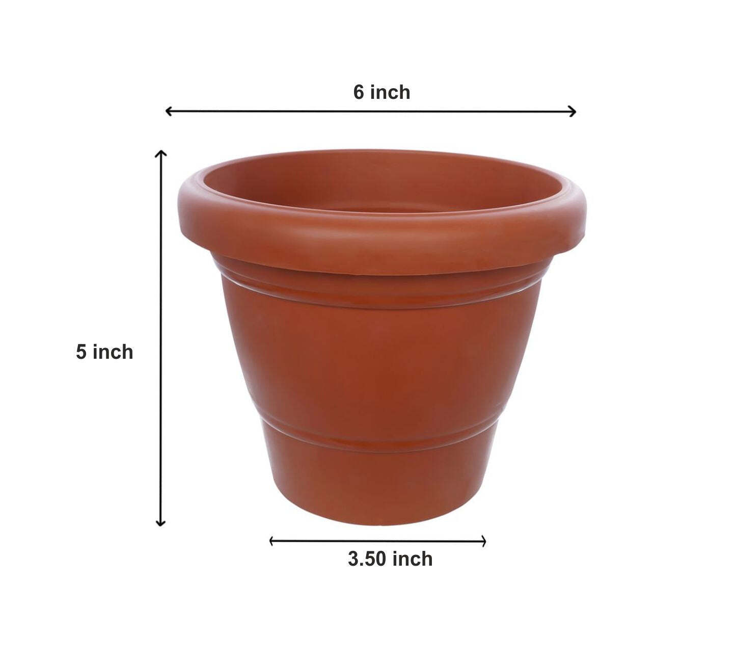 Garden Heavy Plastic Planter Pot - 6 Inch Size, Brown Color | Durable Plastic For Garden Use, Pack Of 1