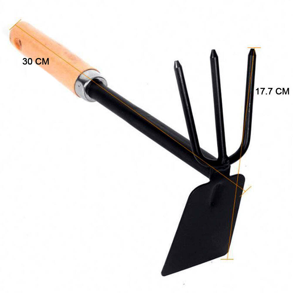 2 In 1 Double Hoe Gardening Tool With Wooden Handle (1578) - Carbon Steel, 18x7x30 Cm, Multi/assorted Colors | Versatile Garden Tool For Efficient Weeding And Cultivating