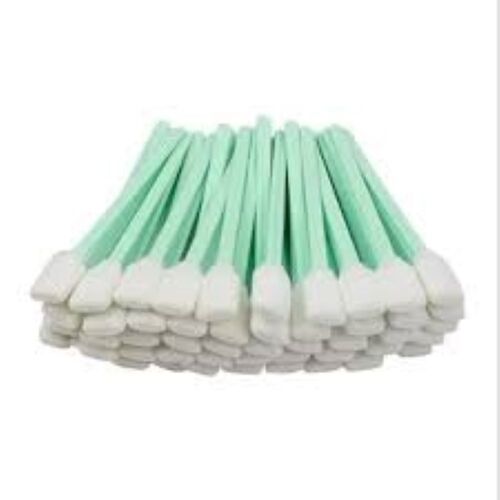 Cleaning Swab - Cloth, Sponge, And Foam-tipped, Standard Size, Green & White | Esd Safe, Dust-free For Static-proof Environments, 100pcs Per Pack