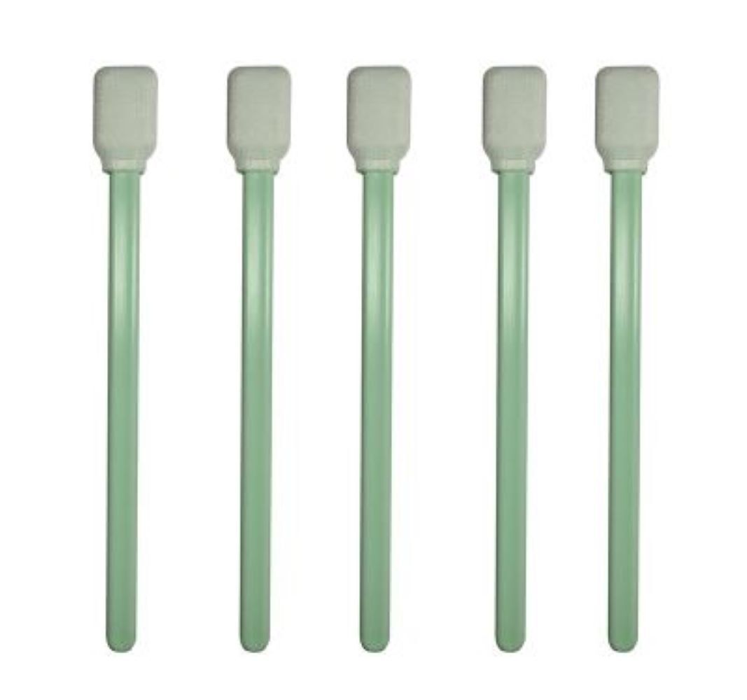 Cleaning Swab - Cloth, Sponge, And Foam-tipped, Standard Size, Green & White | Esd Safe, Dust-free For Static-proof Environments, 100pcs Per Pack