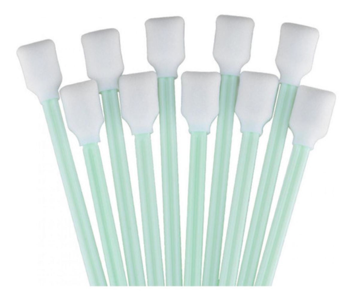 Cleaning Swab - Cloth, Sponge, And Foam-tipped, Standard Size, Green & White | Esd Safe, Dust-free For Static-proof Environments, 100pcs Per Pack