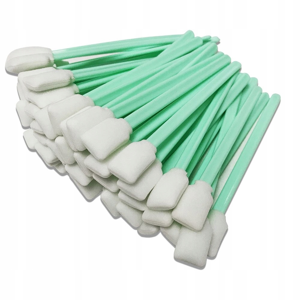 Cleaning Swab - Cloth, Sponge, And Foam-tipped, Standard Size, Green & White | Esd Safe, Dust-free For Static-proof Environments, 100pcs Per Pack