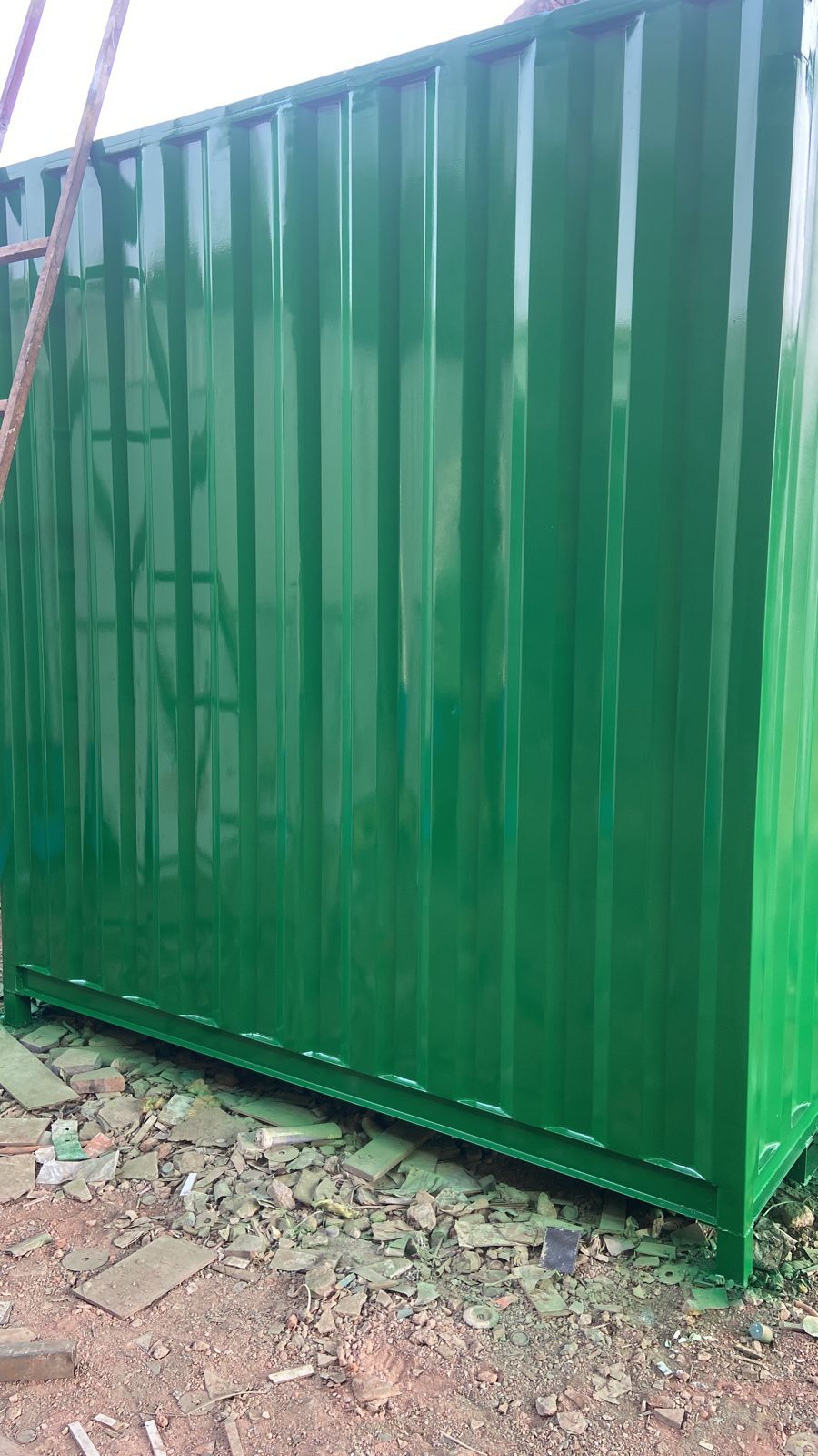 Container House - Steel, Variable Dimensions, Green Color | Single Door, Gabled Roof, Ideal For Temporary Office, Storage, Or Living Space