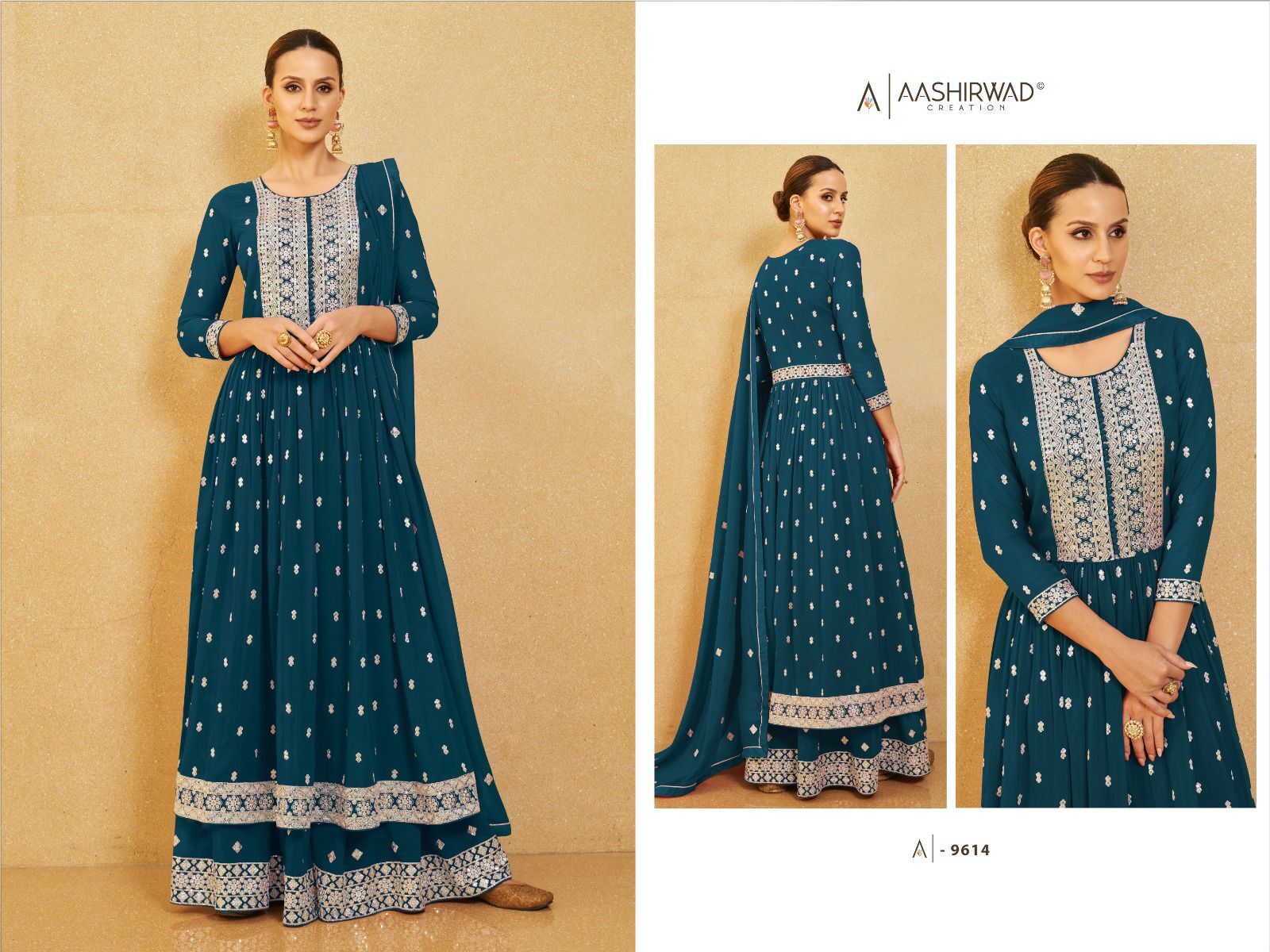 Sharara Suit - Real Georgette, Free Size, Embroidered Design | Breathable, Cool Pass, Non-toxic, Perfect For Summer Weddings