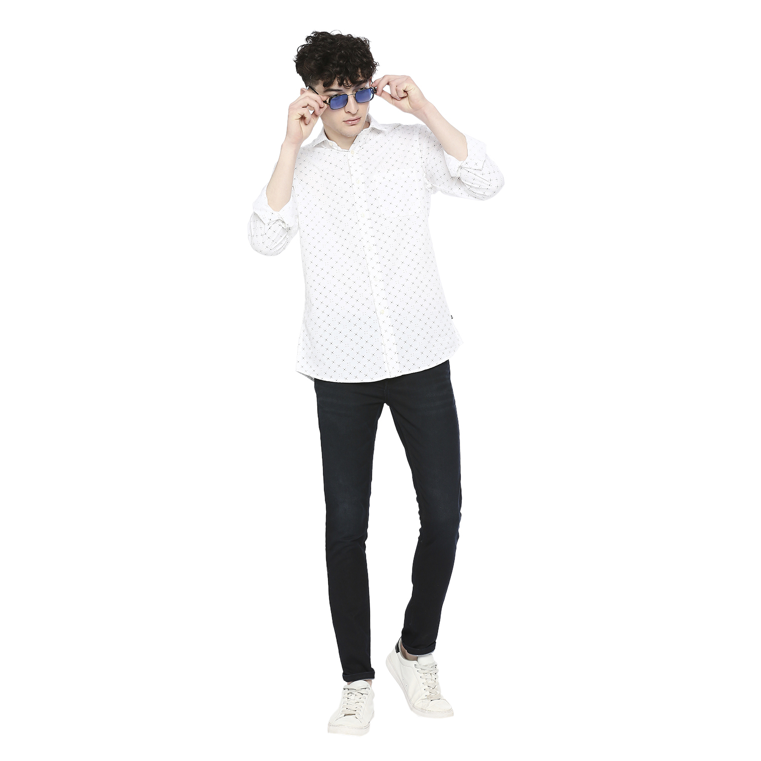 Integriti Printed White Shirt - Cotton Blend, All Size | Beaded Closure, Washable, Suitable For All Seasons