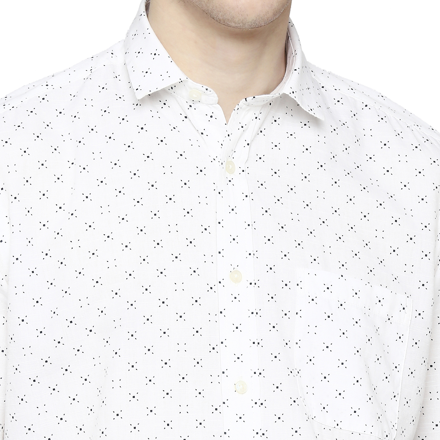 Integriti Printed White Shirt - Cotton Blend, All Size | Beaded Closure, Washable, Suitable For All Seasons