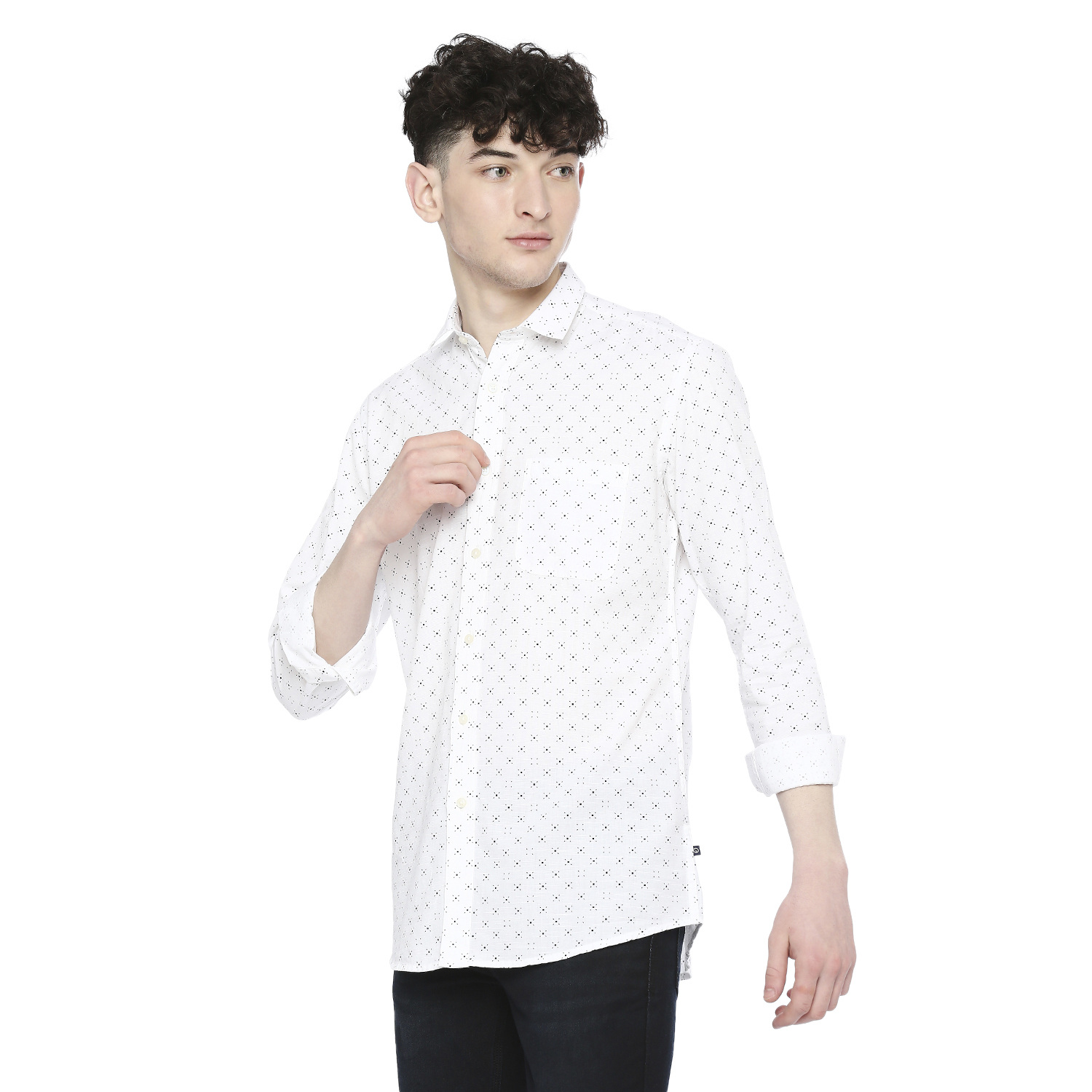 Integriti Printed White Shirt - Cotton Blend, All Size | Beaded Closure, Washable, Suitable For All Seasons