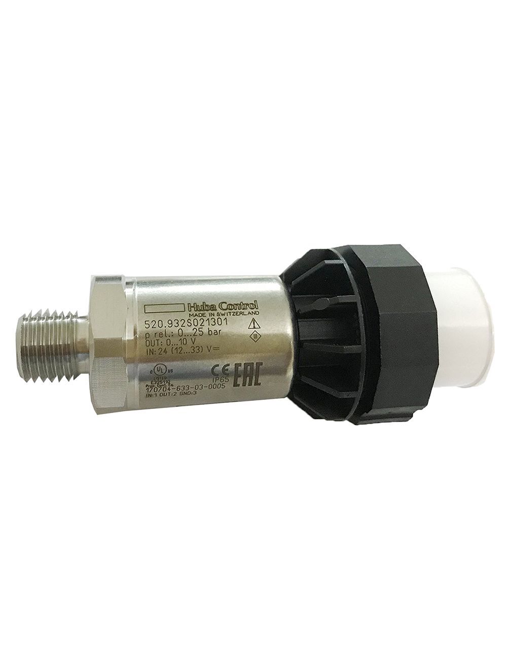 White/black Huba Pressure Transmitter Model 520.931s032401/j1 Range 0-16 Bar