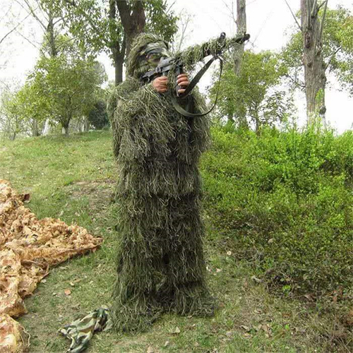 Ghillie Suit - Lightweight Fabric With Natural And Synthetic Strands | Effective Camouflage For Military, Hunting, And Wildlife Photography