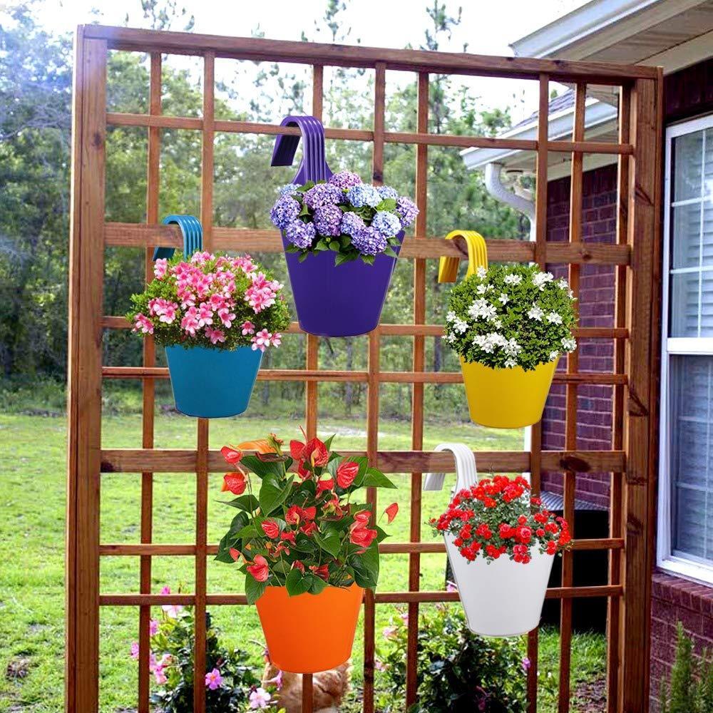Plastic Hanging Planter Pot Multicolour (3850) - Plastic Material, 24x19x27 Cm Size, Assorted Colors | Ideal For Indoor And Outdoor Decoration