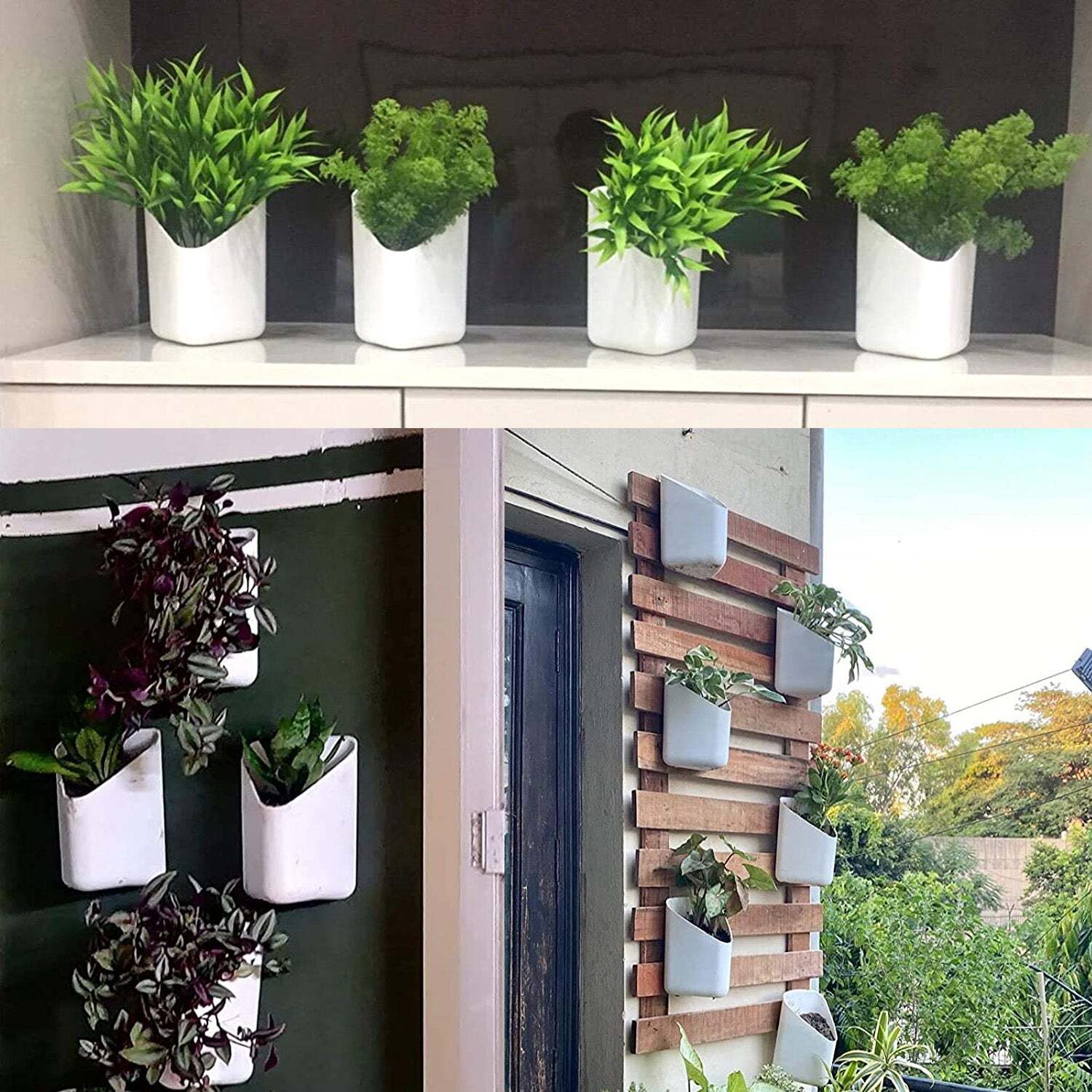 Plastic Vertical Hanging Planter Pot - 12x11x18 Cm, Multi-colour Assorted Plastic Design