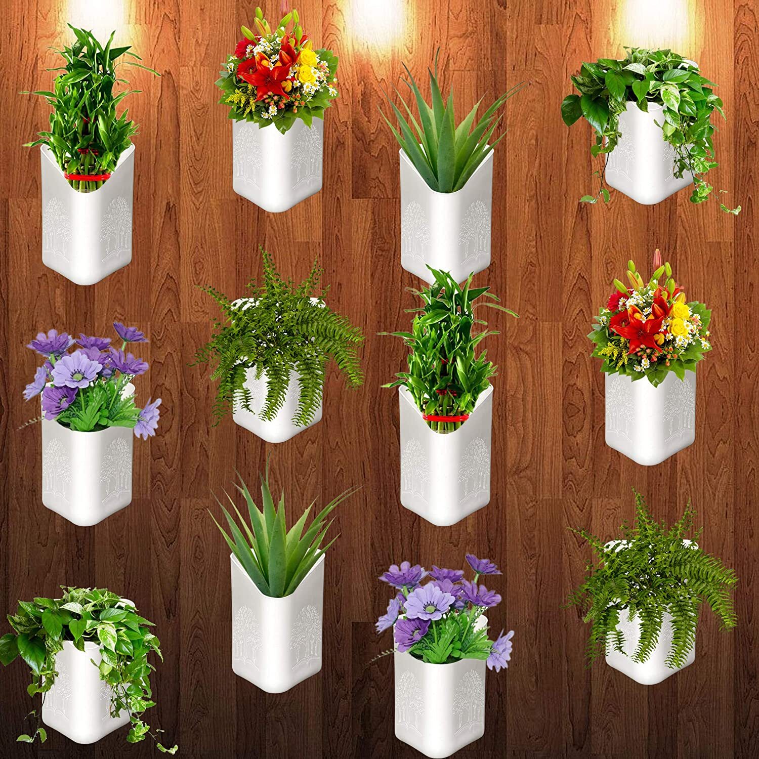 Plastic Vertical Hanging Planter Pot - 12x11x18 Cm, Multi-colour Assorted Plastic Design