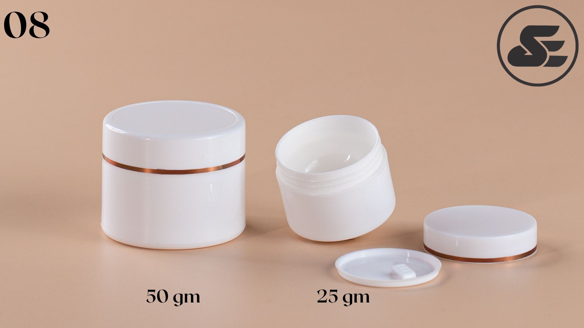 Double Wall Jar With Copper Foiling - Plastic 25 Milliliters White Round Shape | Screw Cap Design For Secure Sealing