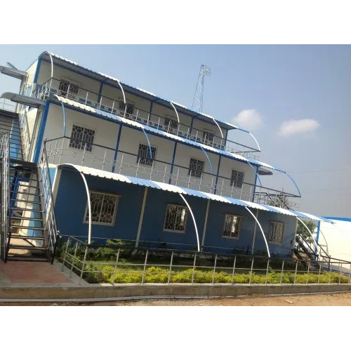 सफेद और नीला प्रीफ़ैब ऑफिस कंटेनर