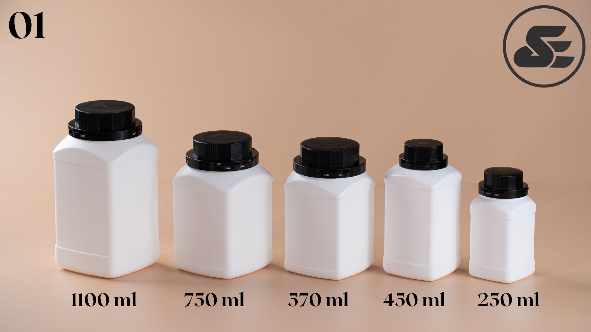 Chemical Repacking Bottles - Plastic, 250-1100 Milliliter (Ml) Sizes, White Color, Round Shape, Screw Cap Sealing