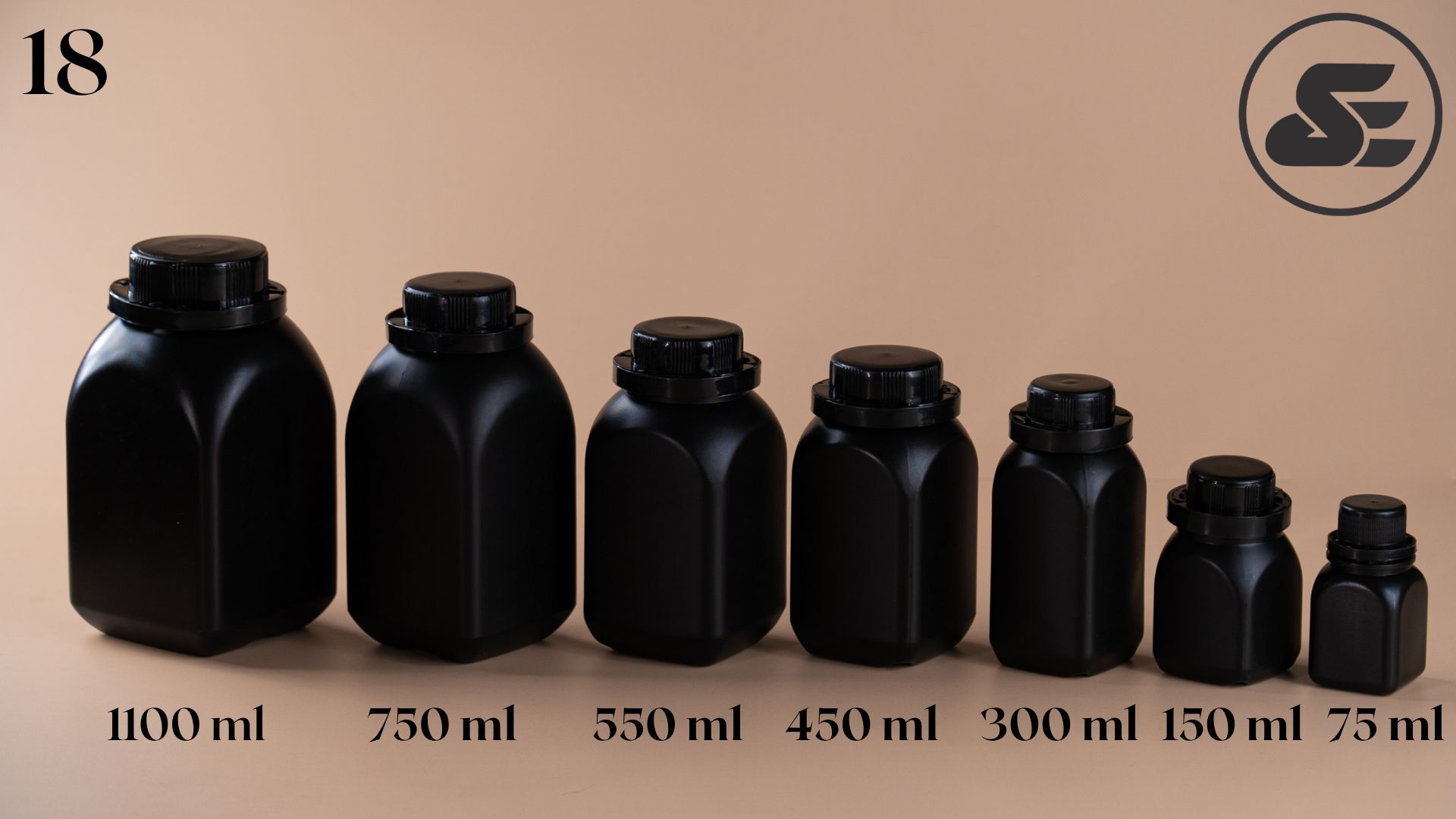 Black Chemical Bottles - Hdpe Material, 75-1600 Ml Capacity, Round Shape, Black Color | Screw Cap Sealing For Industrial Applications