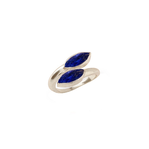 Lapis Lazuli Gemstone Marquise Shape Gold Vermeil Bezel Set Ring Size: 6x8mm