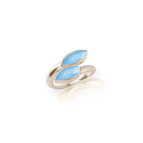 Opalite Gemstone Marquise Shape Gold Vermeil Bezel Set Ring Size: 6x8mm