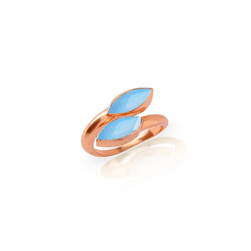Opalite Gemstone Marquise Shape Gold Vermeil Bezel Set Ring Size: 6x8mm