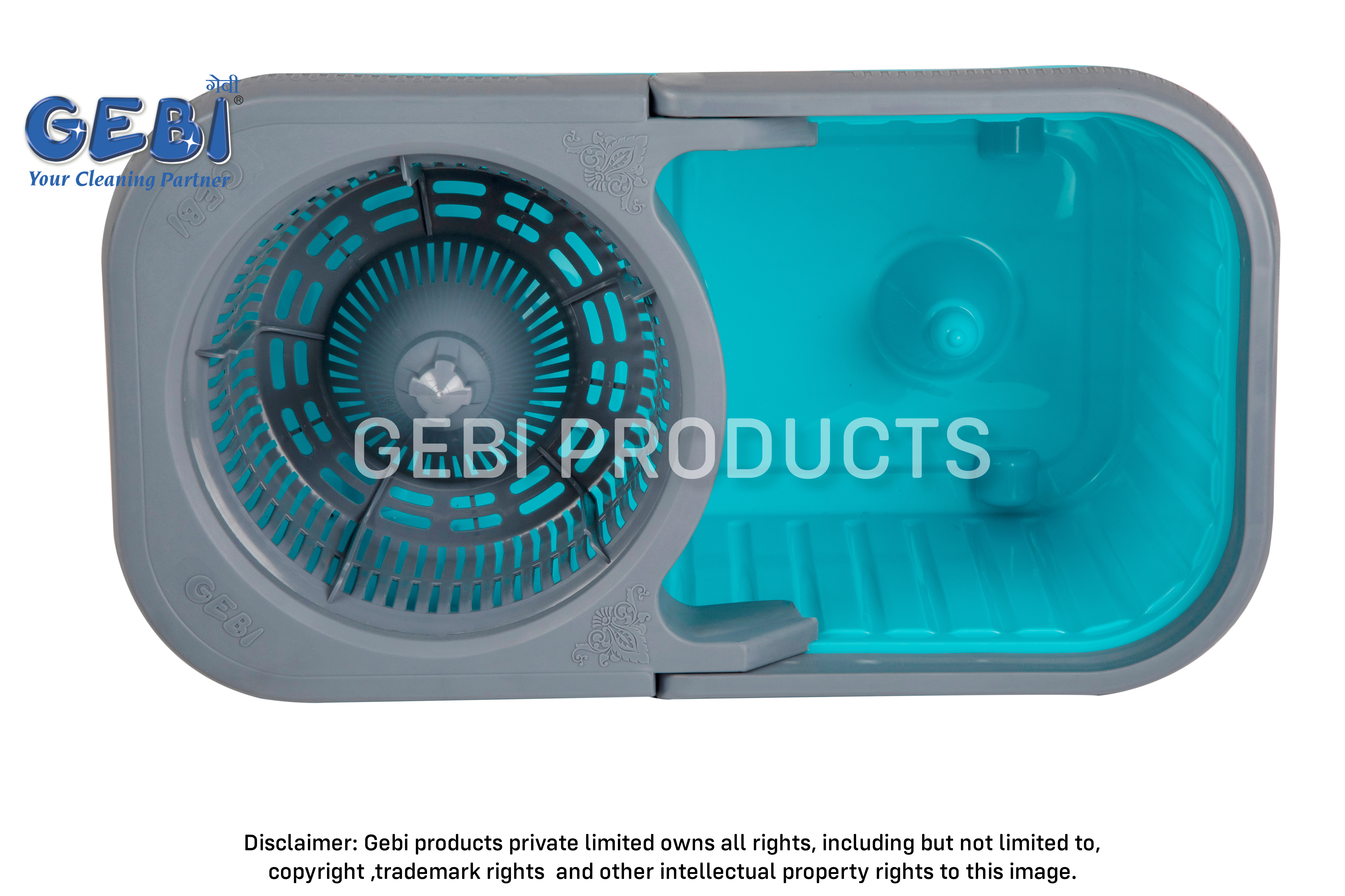 Blue Gebi Spin Bucket Mop With 360 Degree Rotation Plastic Spinner 12 Liters