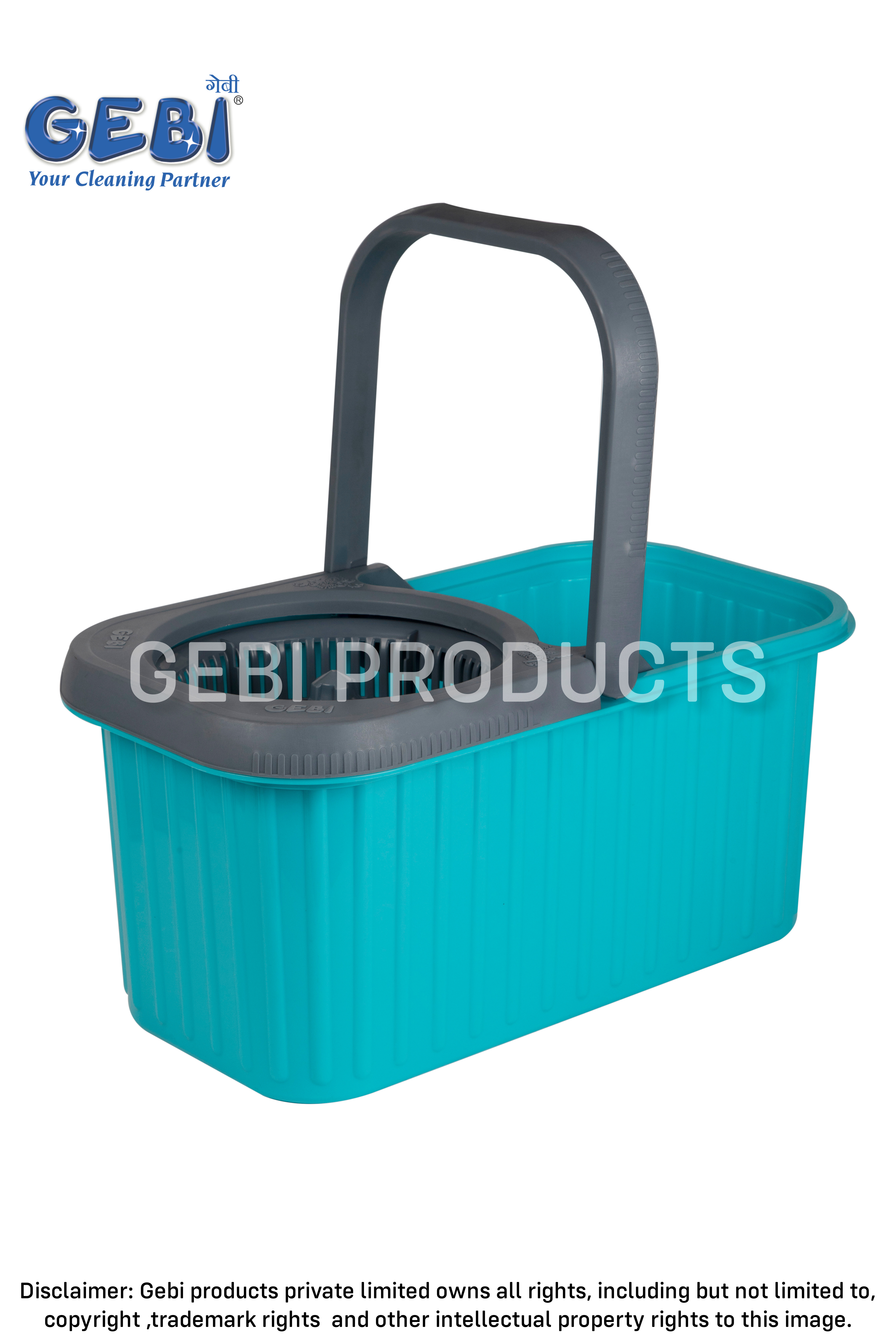 Blue Gebi Spin Bucket Mop With 360 Degree Rotation Plastic Spinner 12 Liters