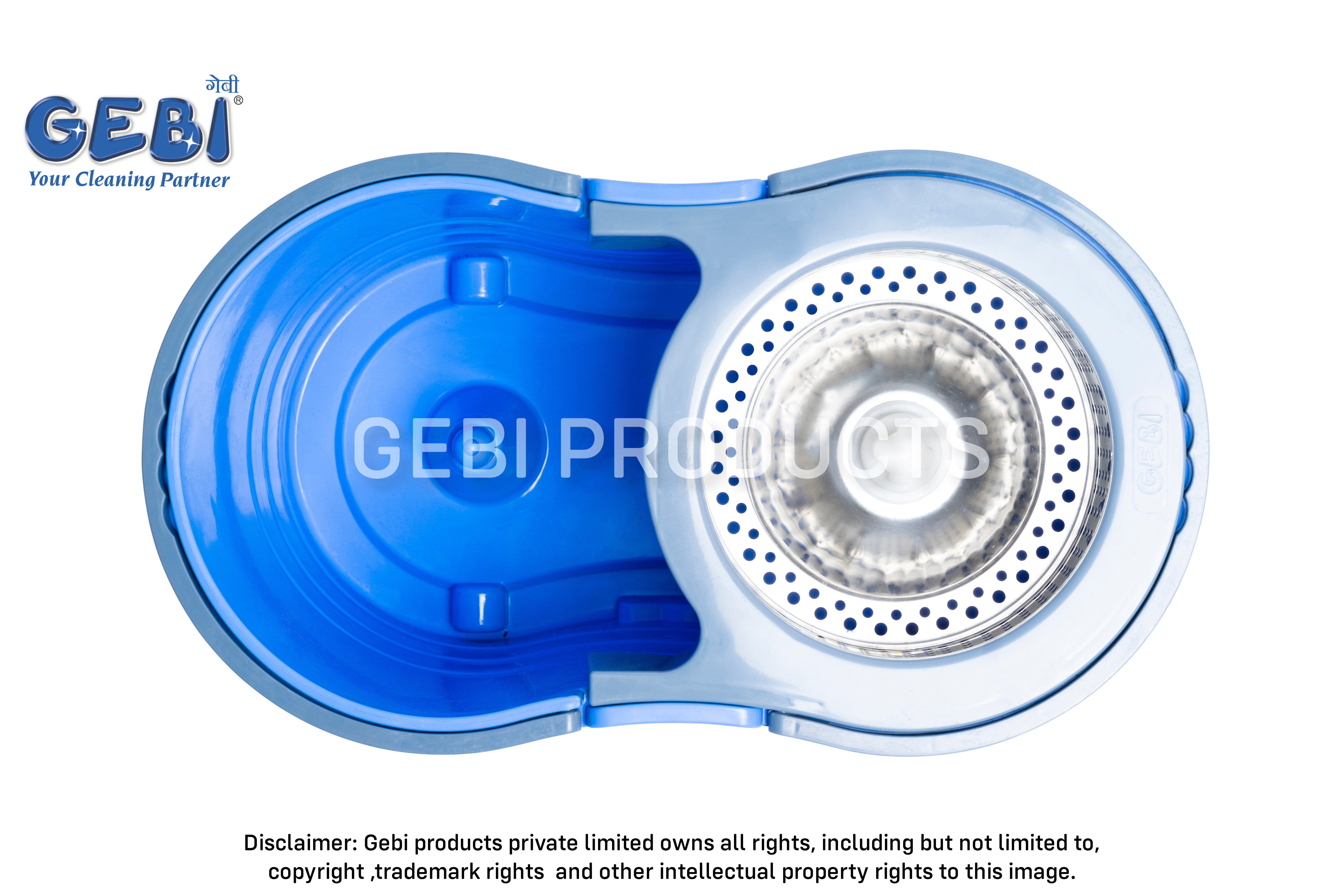 Gebi Super Spin Bucket Mop - High Quality Plastic 12 Liter Capacity | Microfiber Cleaning Technology 360 Degree Rotation Long Sturdy Handle Efficient Water Drain Plug